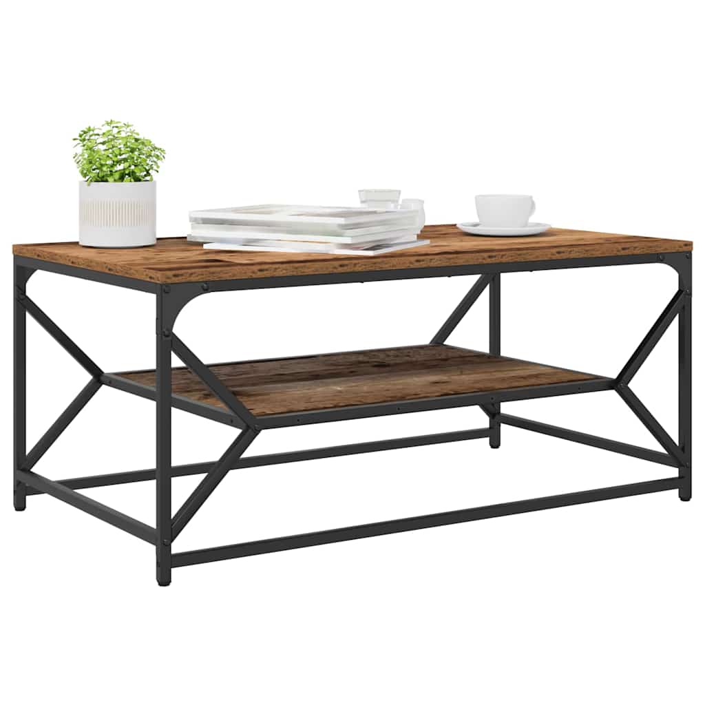 Couchtisch Altholz 90 x 50 x 40 cm Ingenieurholz und Stahl