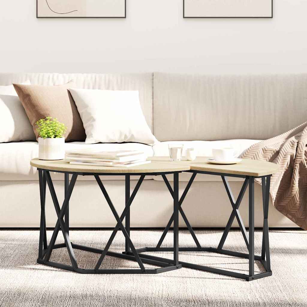 Couchtisch Sonoma-Eiche 80 x 80 x 42 cm Ingenieurholz und Stahl