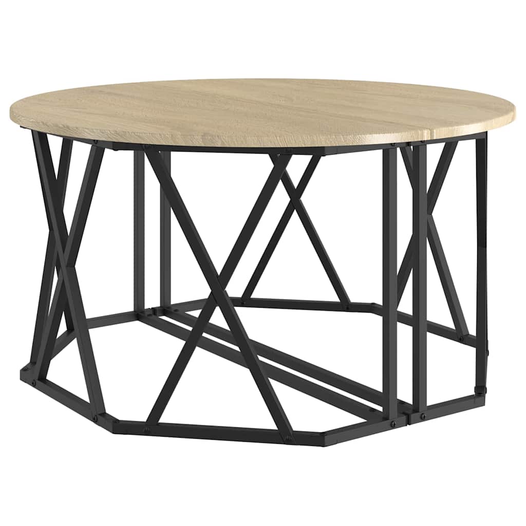 Couchtisch Sonoma-Eiche 80 x 80 x 42 cm Ingenieurholz und Stahl