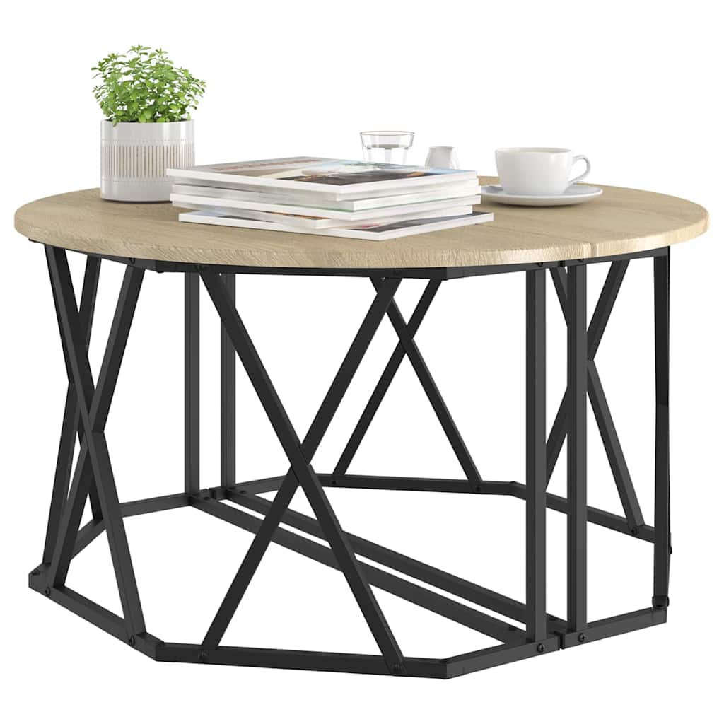 Couchtisch Sonoma-Eiche 80 x 80 x 42 cm Ingenieurholz und Stahl