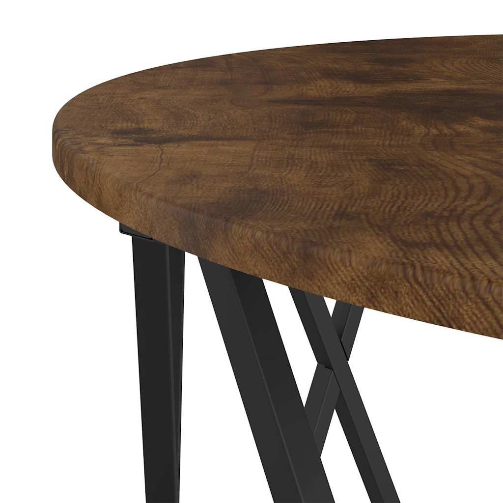 Couchtisch Räuchereiche 80 x 80 x 42 cm Ingenieurholz und Stahl