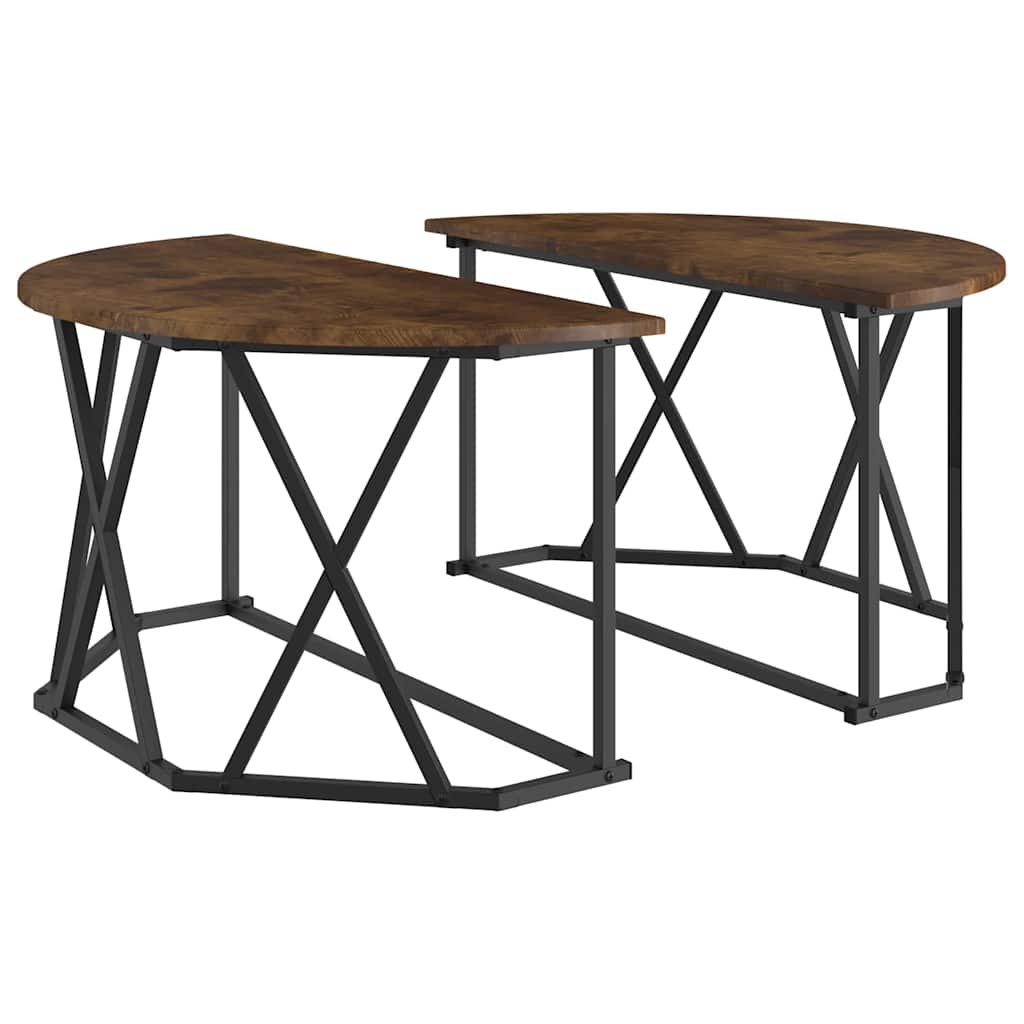 Couchtisch Räuchereiche 80 x 80 x 42 cm Ingenieurholz und Stahl