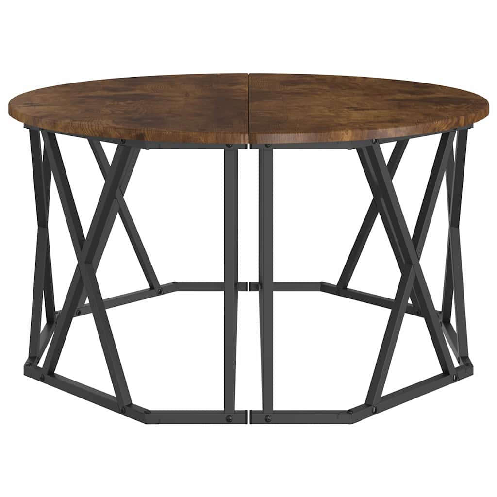 Couchtisch Räuchereiche 80 x 80 x 42 cm Ingenieurholz und Stahl