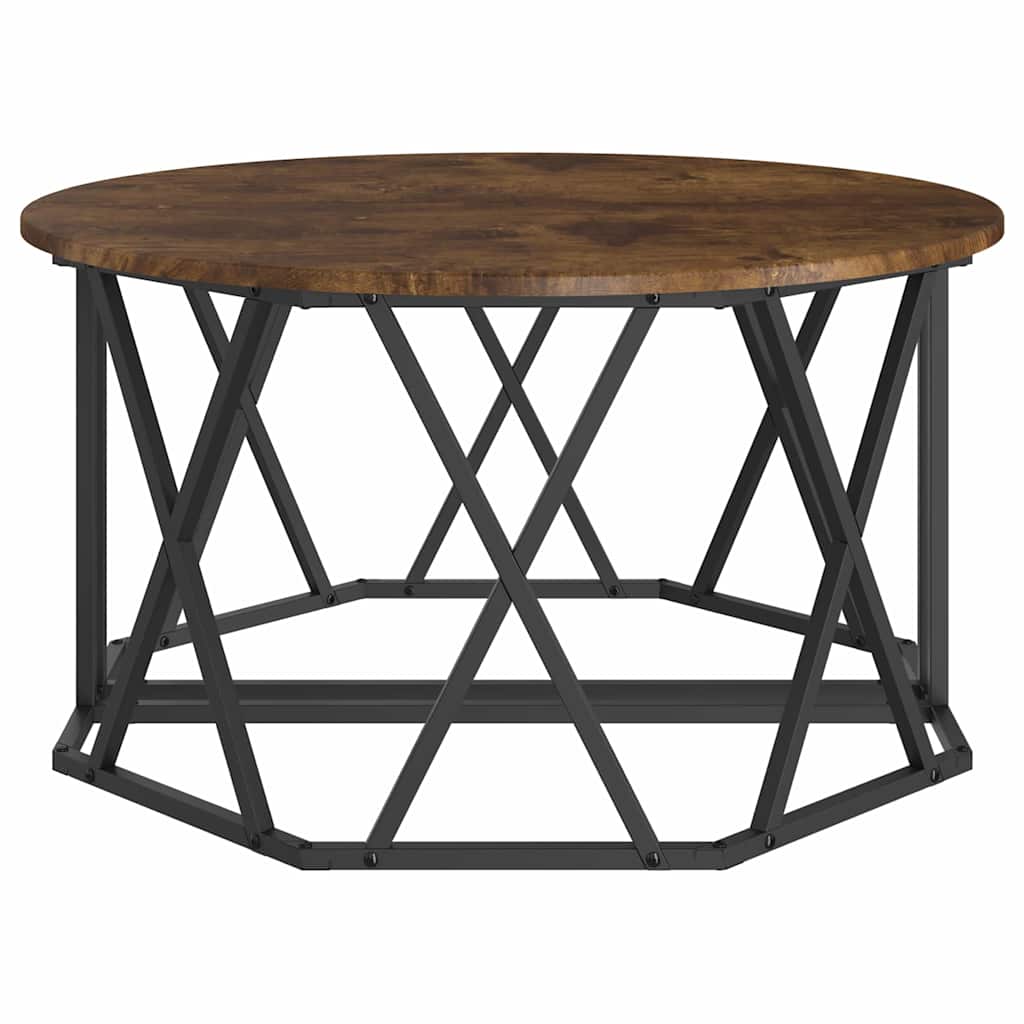 Couchtisch Räuchereiche 80 x 80 x 42 cm Ingenieurholz und Stahl