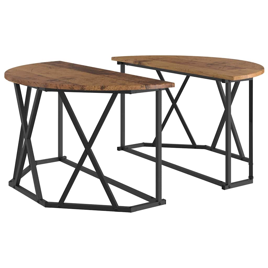 Couchtisch Altholz 80 x 80 x 42 cm Ingenieurholz und Stahl