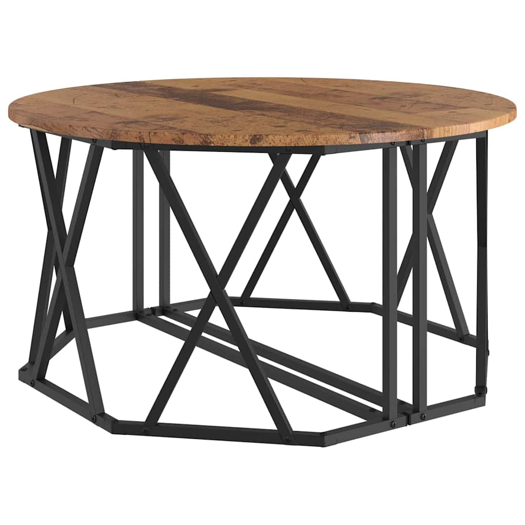 Couchtisch Altholz 80 x 80 x 42 cm Ingenieurholz und Stahl