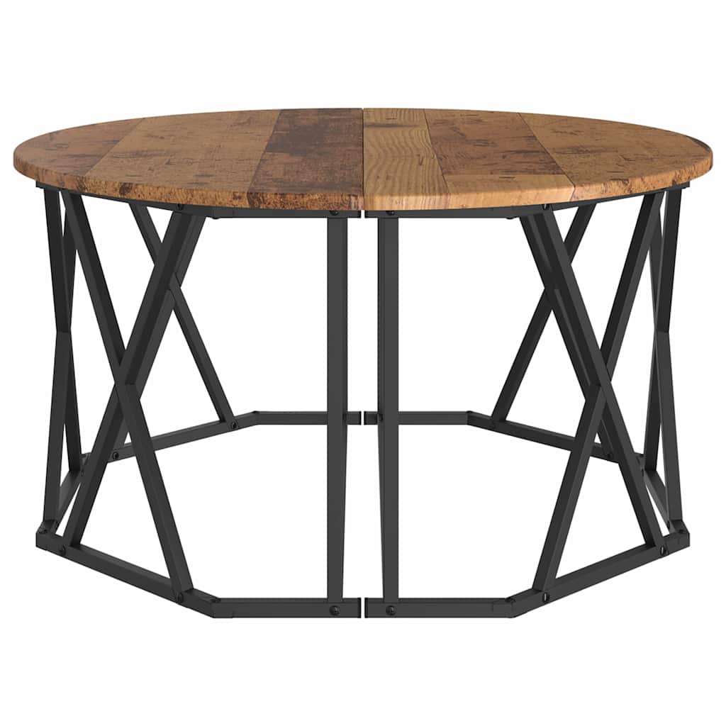 Couchtisch Altholz 80 x 80 x 42 cm Ingenieurholz und Stahl