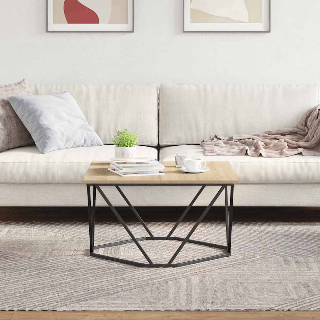Couchtisch Sonoma-Eiche 80 x 80 x 45 cm Ingenieurholz und Stahl