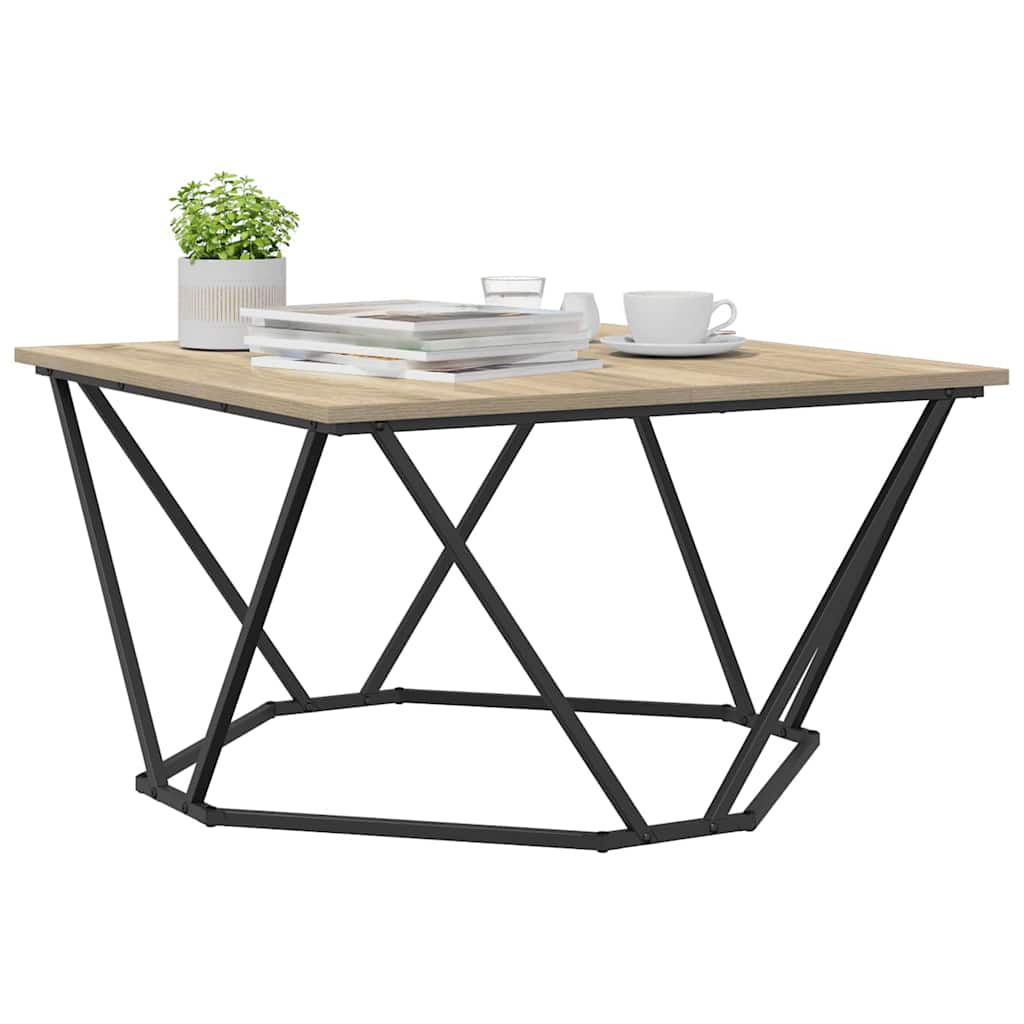 Couchtisch Sonoma-Eiche 80 x 80 x 45 cm Ingenieurholz und Stahl