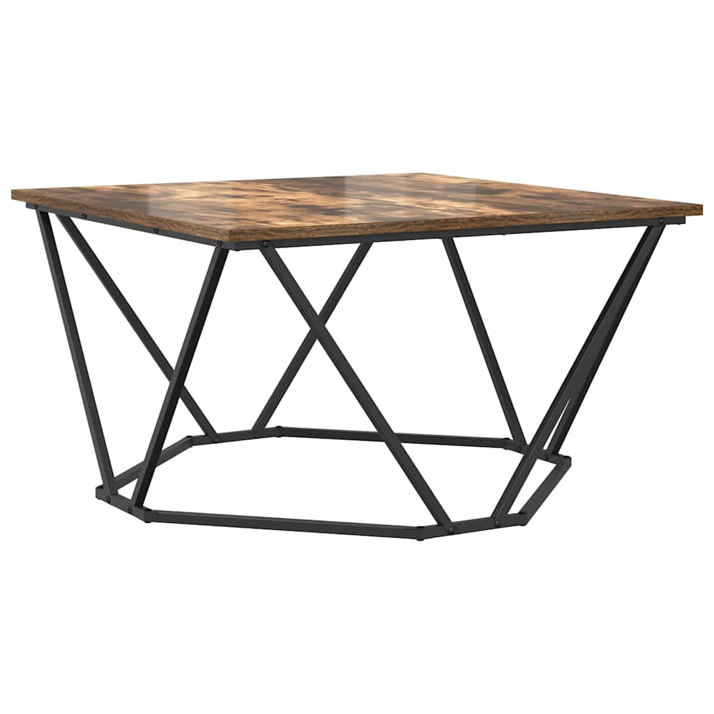 Couchtisch Räuchereiche 80 x 80 x 45 cm Ingenieurholz und Stahl