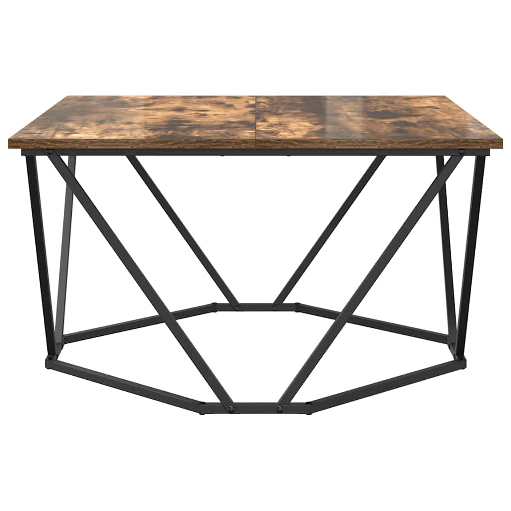 Couchtisch Räuchereiche 80 x 80 x 45 cm Ingenieurholz und Stahl