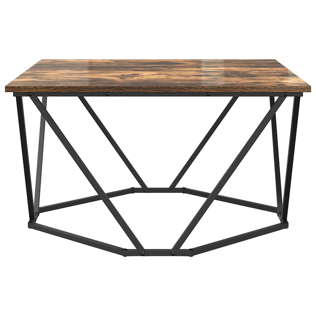 Couchtisch Räuchereiche 80 x 80 x 45 cm Ingenieurholz und Stahl