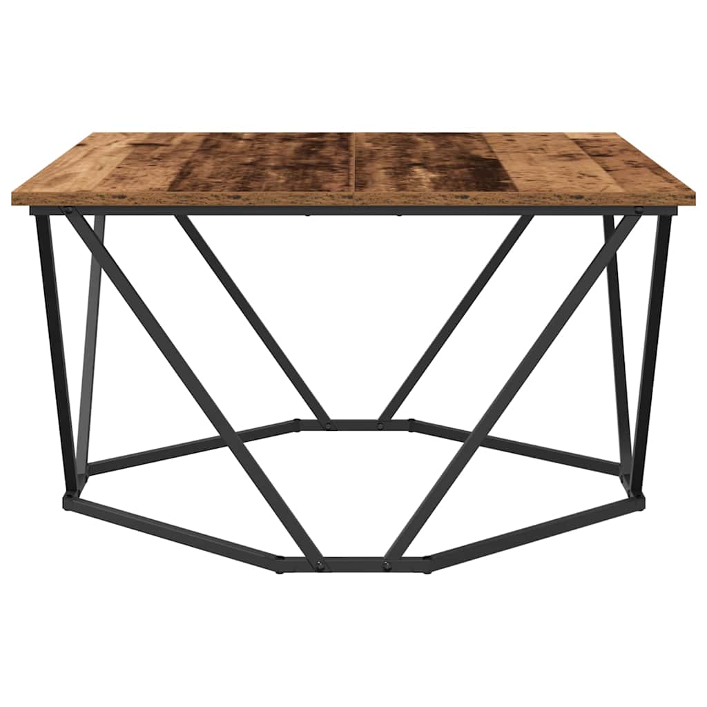 Couchtisch Altholz 80 x 80 x 45 cm Ingenieurholz und Stahl