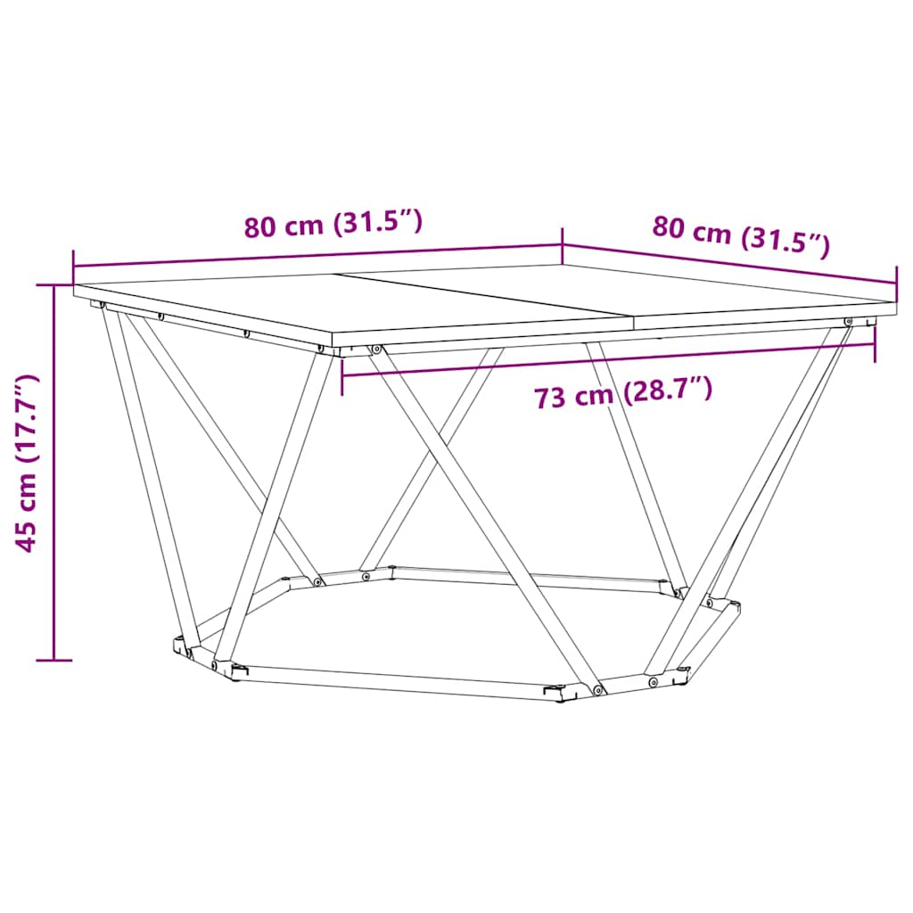 Couchtisch Altholz 80 x 80 x 45 cm Ingenieurholz und Stahl
