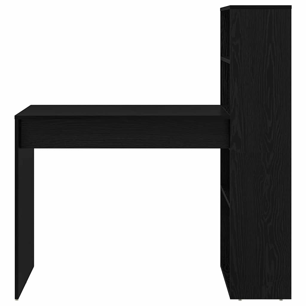 Schreibtisch mit Regal Schwarz Eichen-Optik 113 x 54 x 120 cm