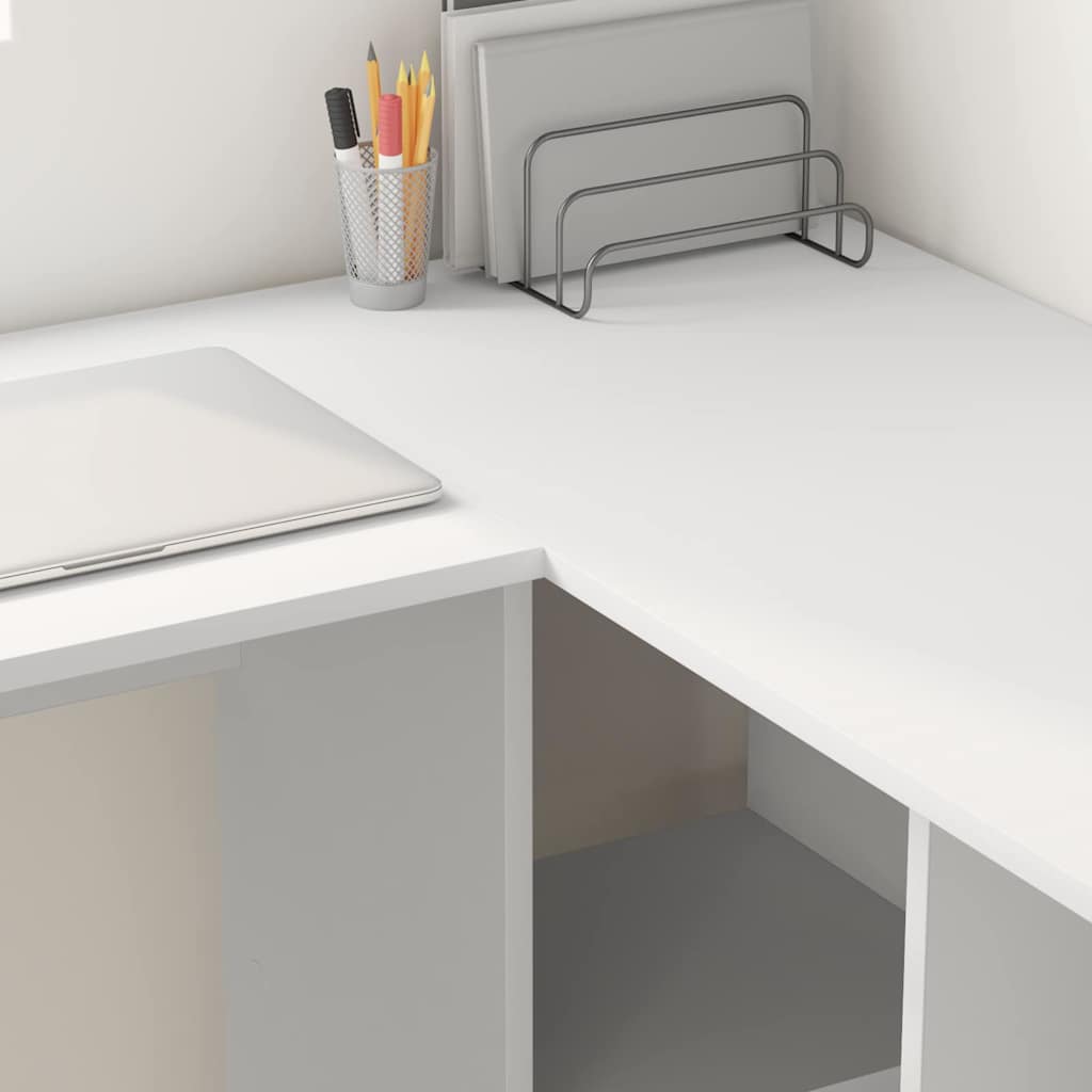 Schreibtisch mit Regal Weiß 142 x 102 x 73 cm Holzwerkstoff