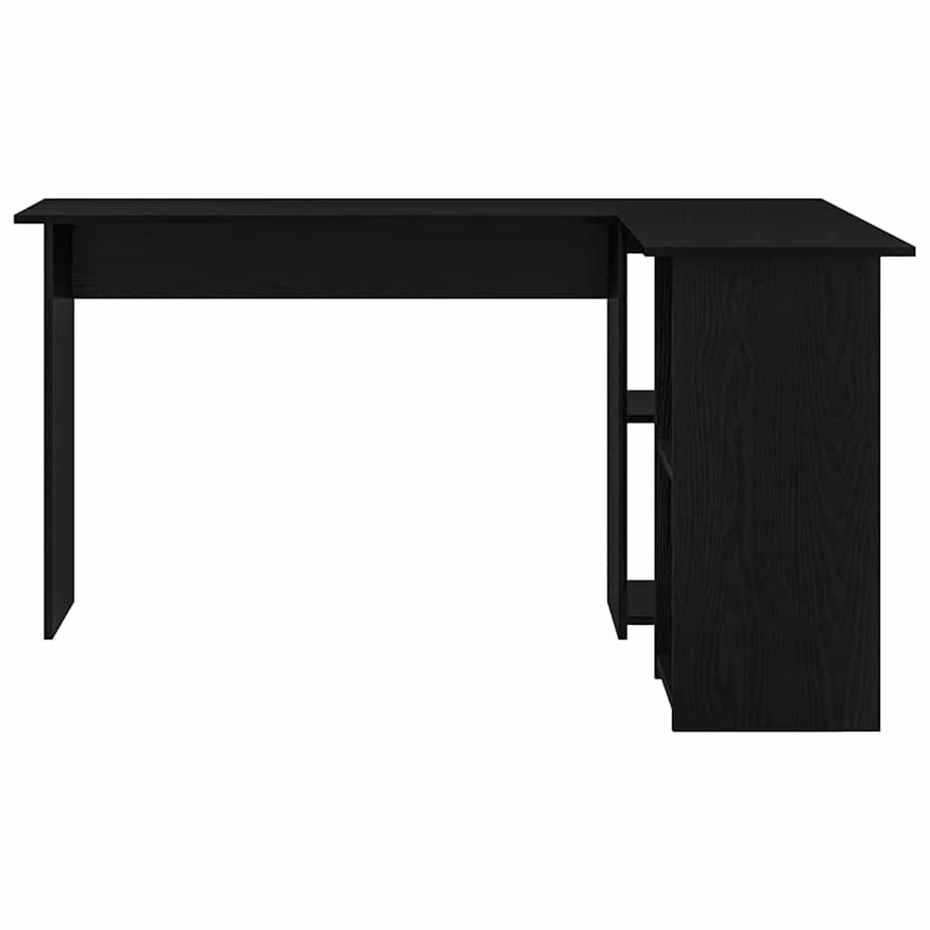 Schreibtisch mit Regal Schwarz Eichen-Optik 142 x 102 x 73 cm