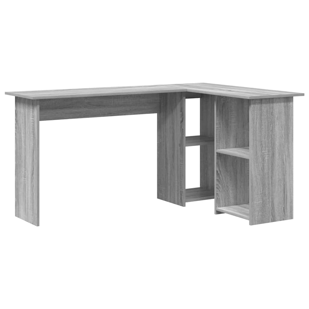 Bureau d'ordinateur gris en MDF Sonoma gris avec rangement moyen