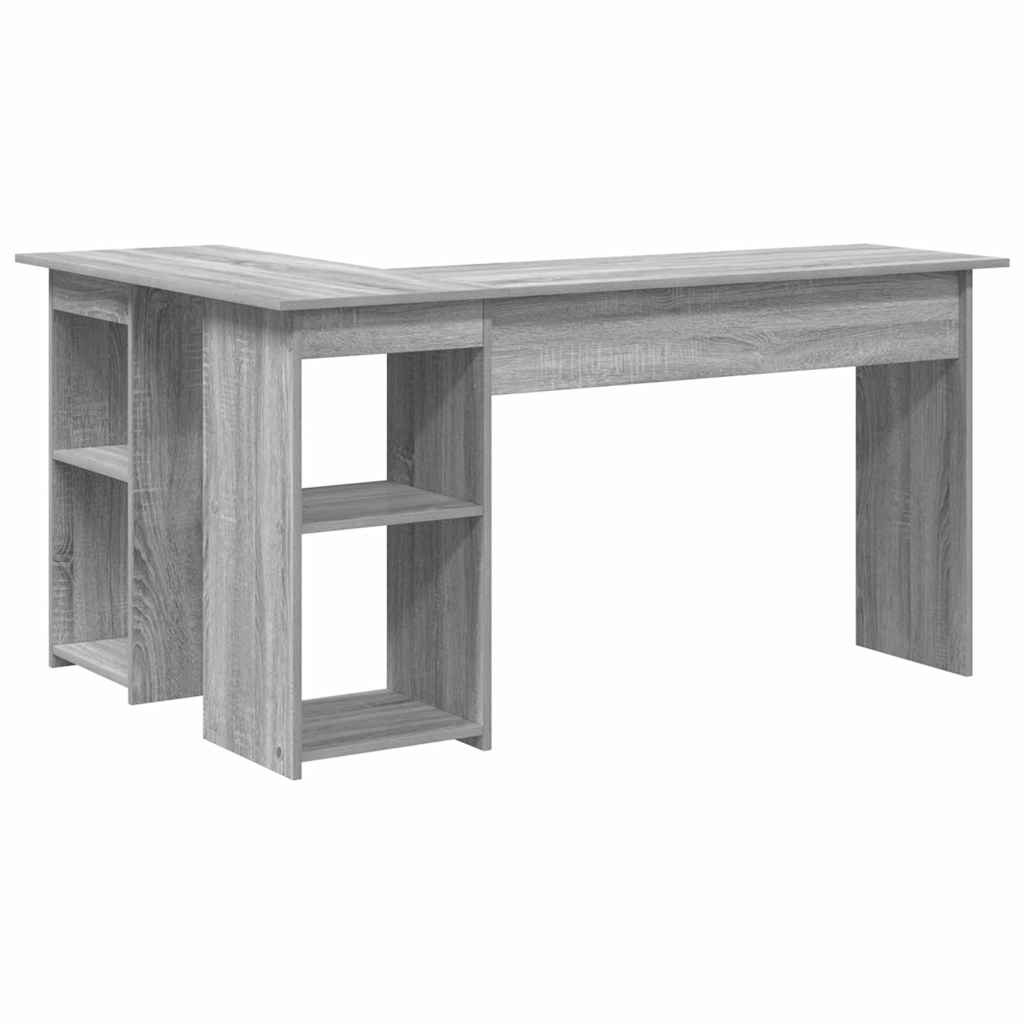 Bureau d'ordinateur gris en MDF Sonoma gris avec rangement moyen