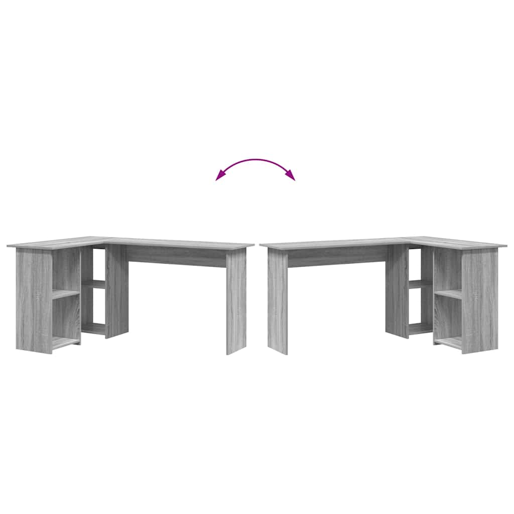 Bureau d'ordinateur gris en MDF Sonoma gris avec rangement moyen