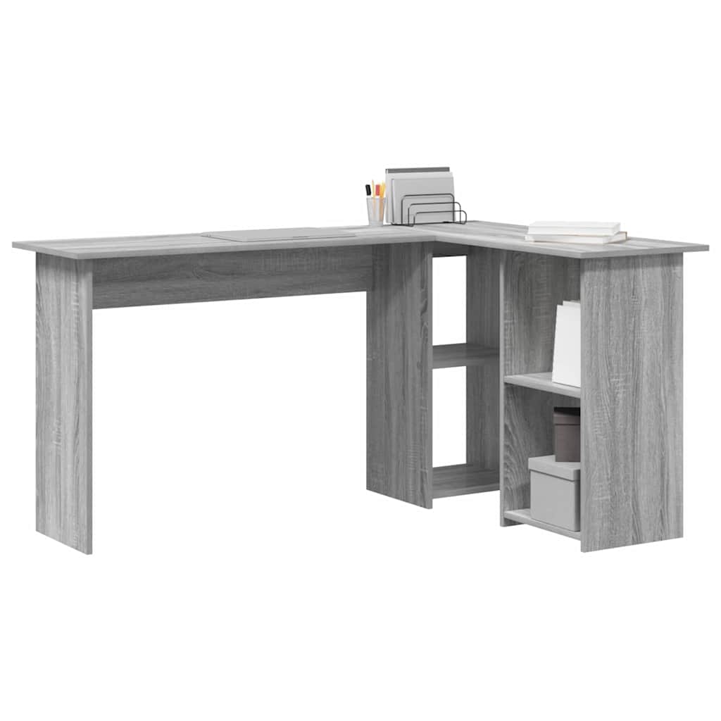 Bureau d'ordinateur gris en MDF Sonoma gris avec rangement moyen