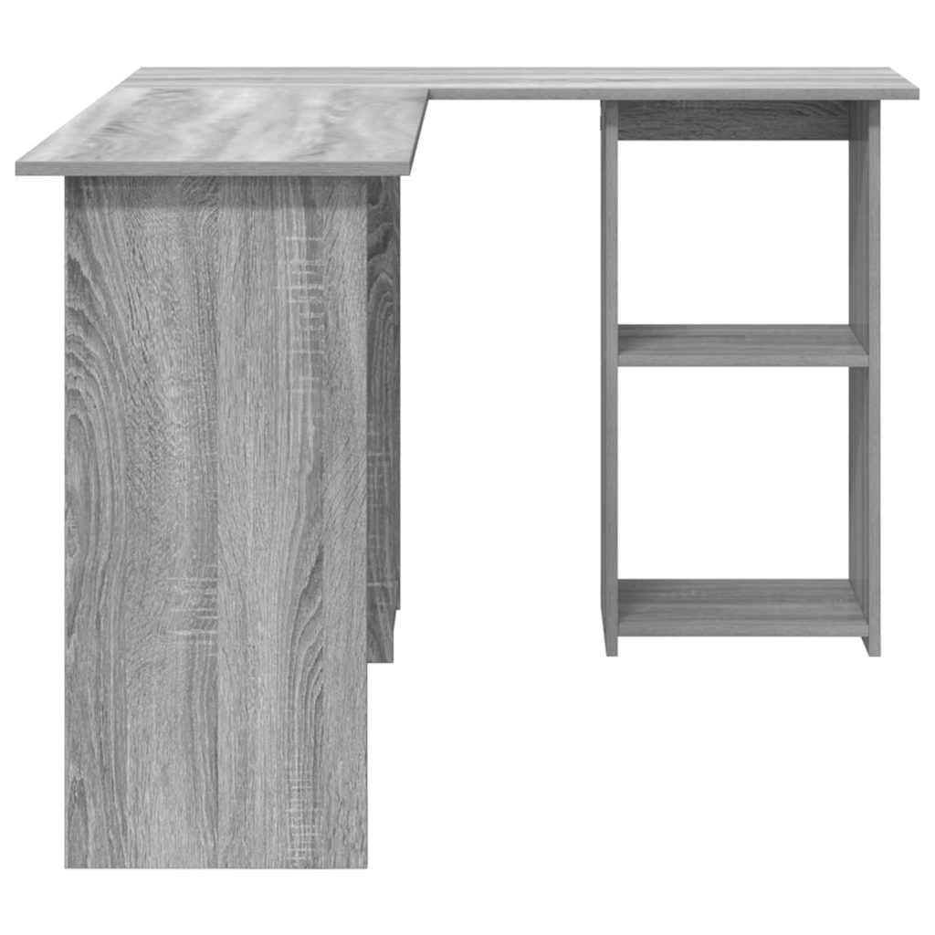 Bureau d'ordinateur gris en MDF Sonoma gris avec rangement moyen