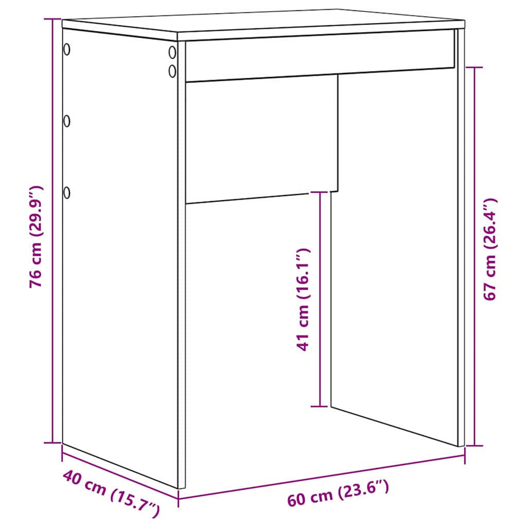 Schreibtisch Eiche handwerklich 60 x 40 x 76 cm Holzwerkstoff