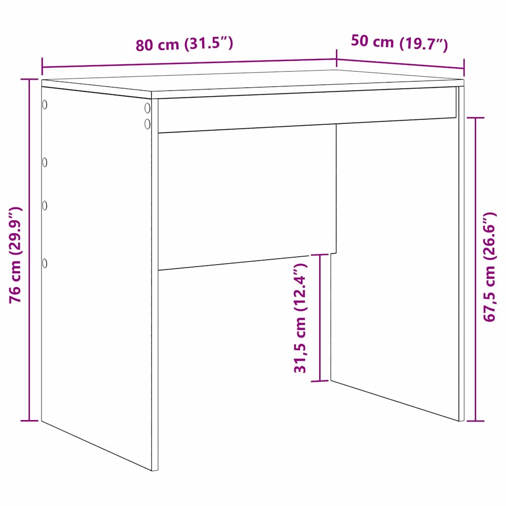 Schreibtisch Eiche handwerklich 80 x 50 x 76 cm Holzwerkstoff
