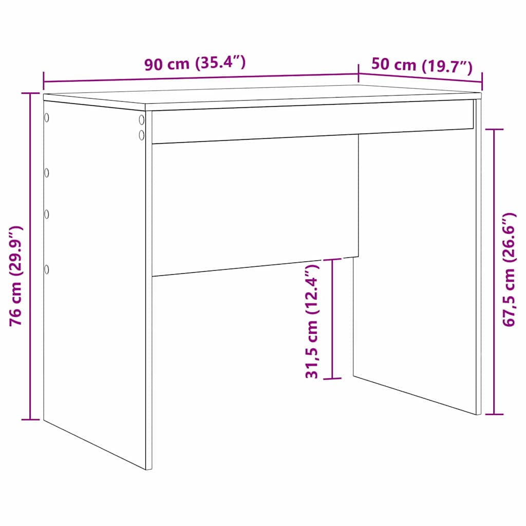 Schreibtisch Geräucherte Eiche 90 x 50 x 76 cm