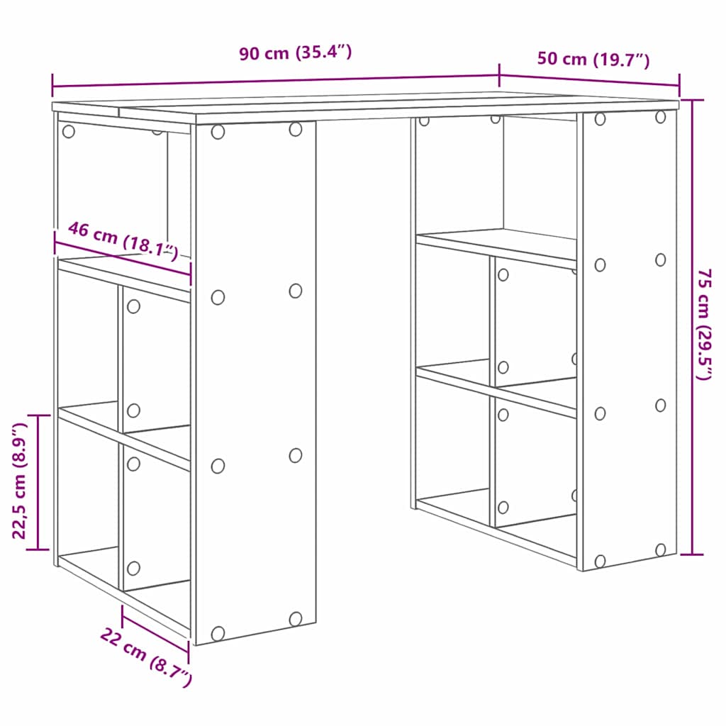 Schreibtisch Sonoma Eiche 90 x 50 x 75 cm Holzwerkstoff