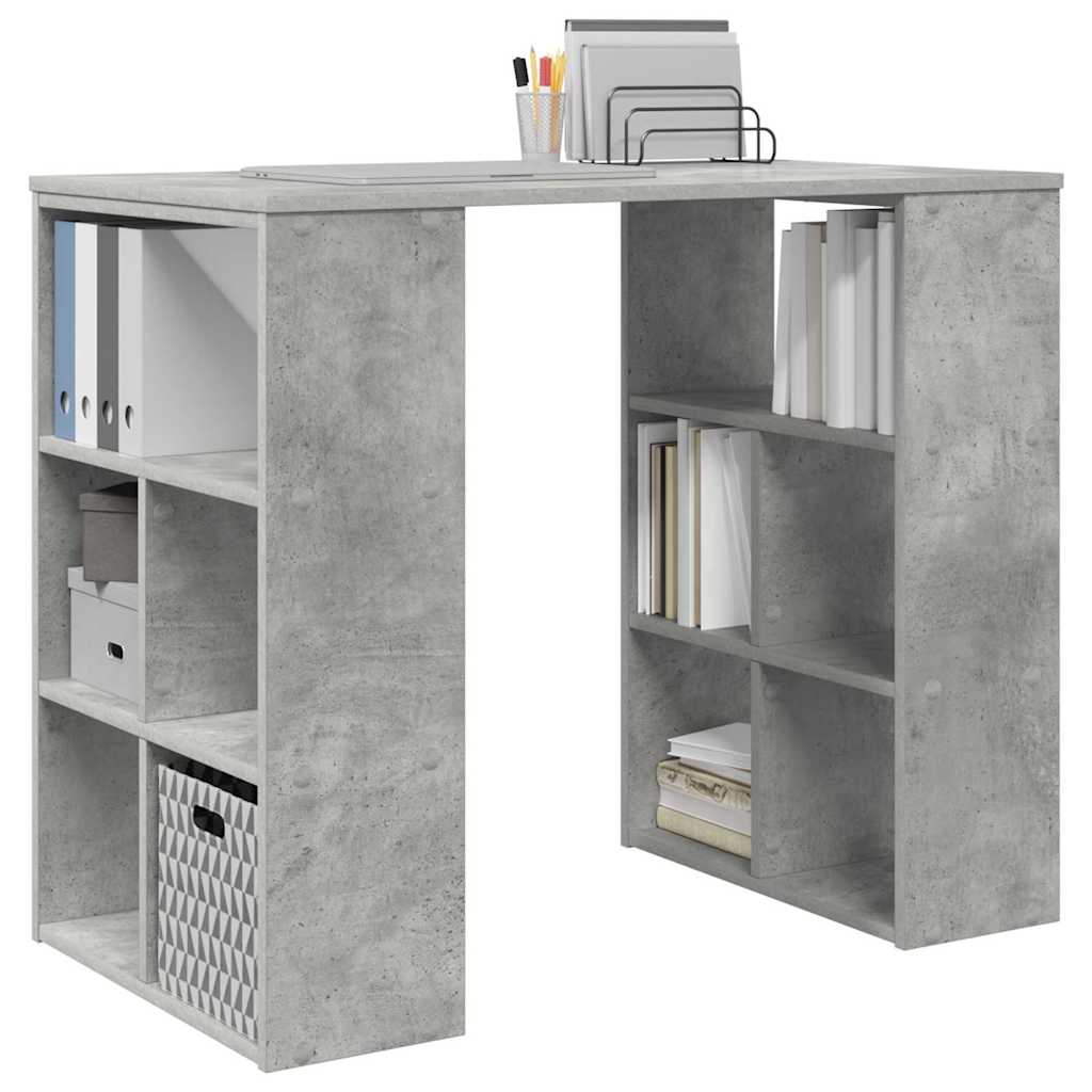 Schreibtisch mit Regal Grau 90 x 50 x 75 cm Holzwerkstoff