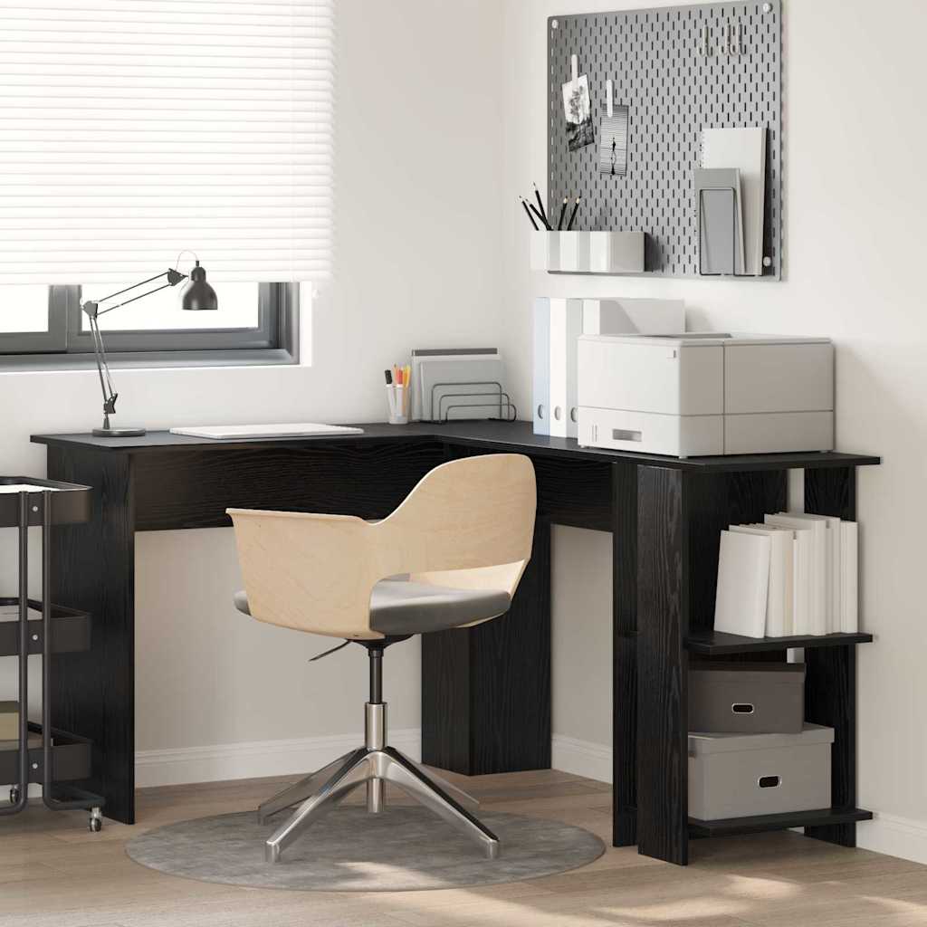 Eckschreibtisch mit Stauraum Schwarze Eiche 140 x 113,5 x 75 cm