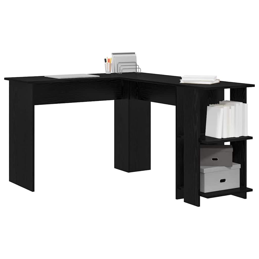 Eckschreibtisch mit Stauraum Schwarze Eiche 140 x 113,5 x 75 cm