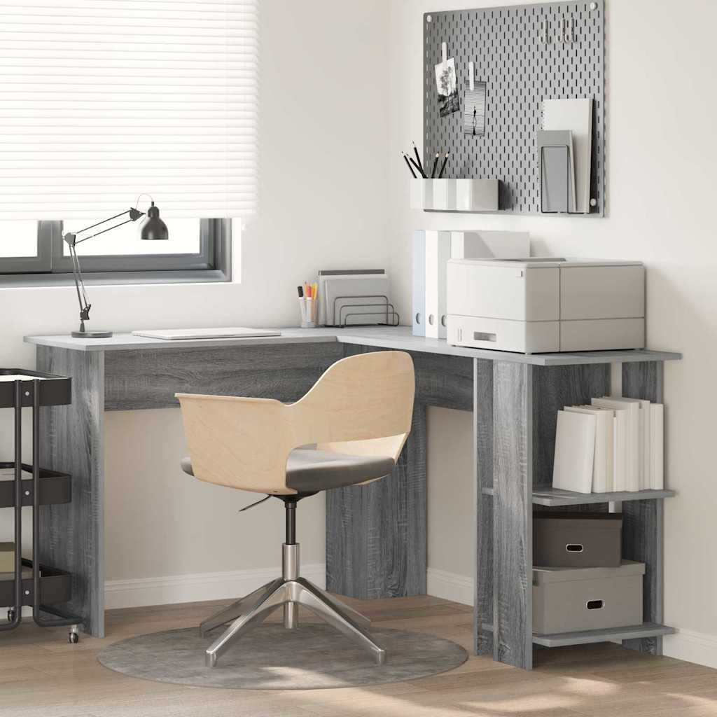 Eckschreibtisch mit Stauraum Graues Sonoma 140 x 113,5 x 75 cm