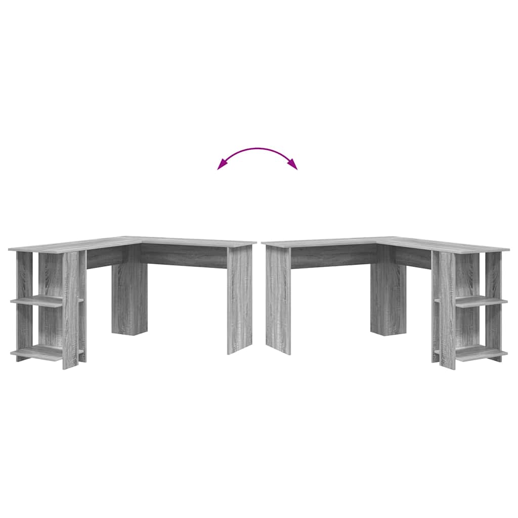 Eckschreibtisch mit Stauraum Graues Sonoma 140 x 113,5 x 75 cm