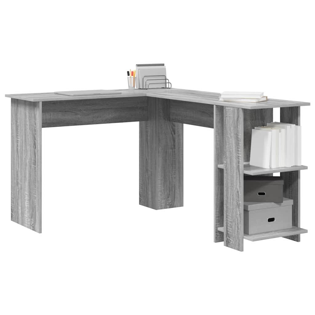 Eckschreibtisch mit Stauraum Graues Sonoma 140 x 113,5 x 75 cm