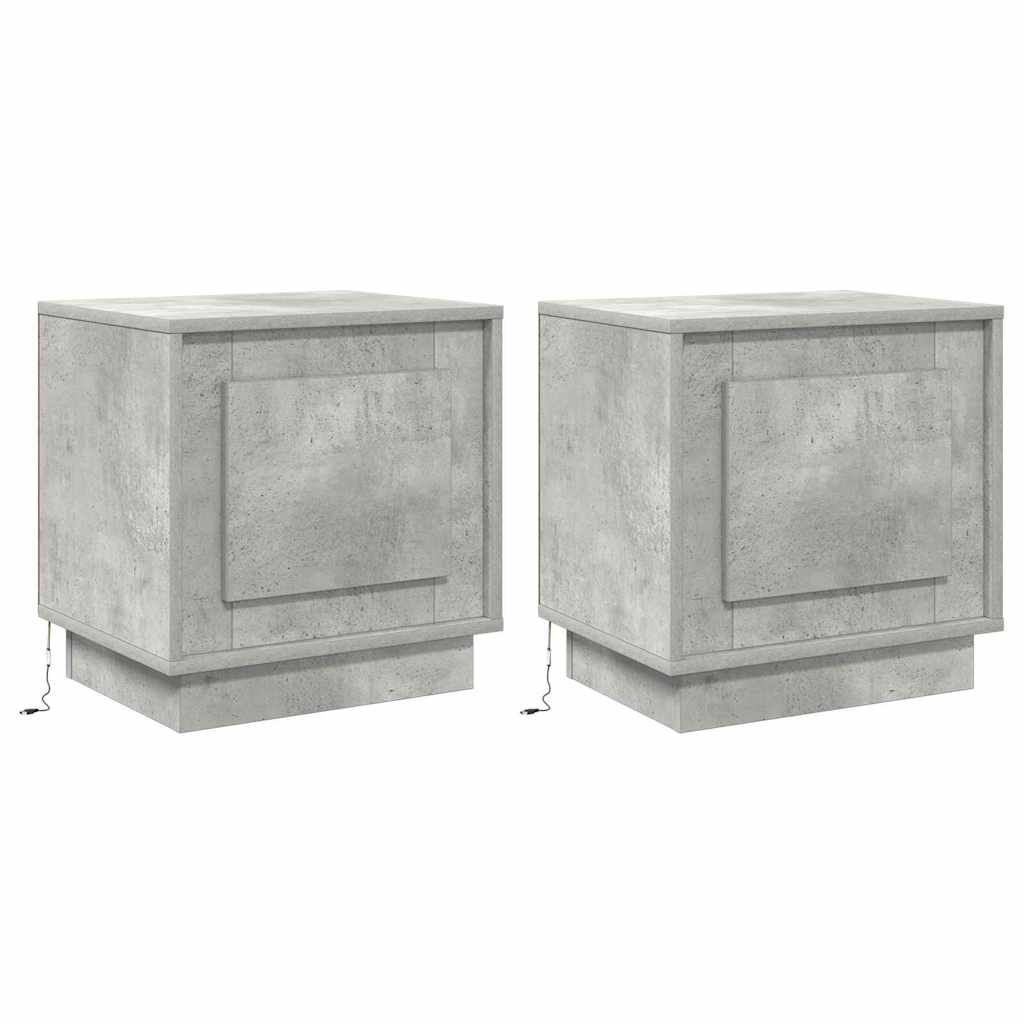 Nachttisch mit 2 pcs Betongrau 44 x 34.5 x 45 cm Holzwerkstoff