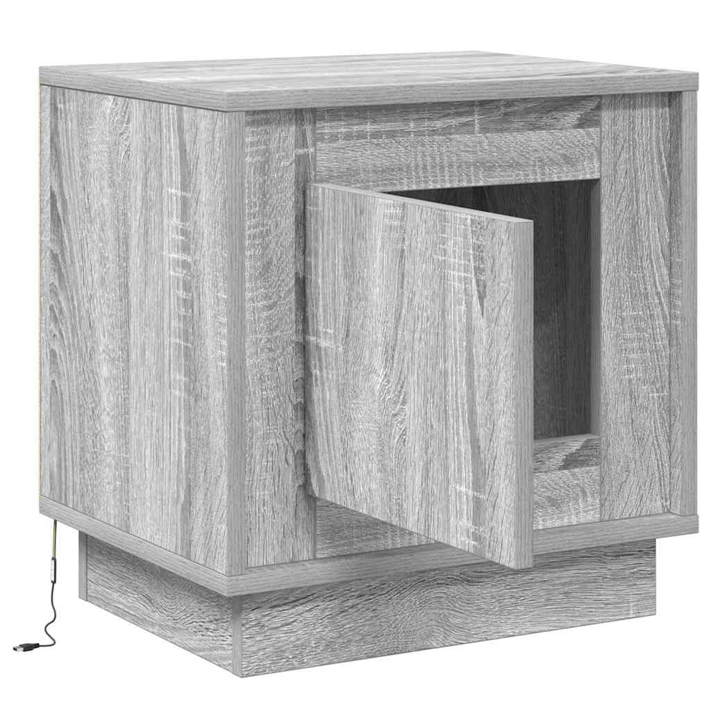 Nachttisch mit Grau 44 x 34.5 x 45 cm Holzwerkstoff