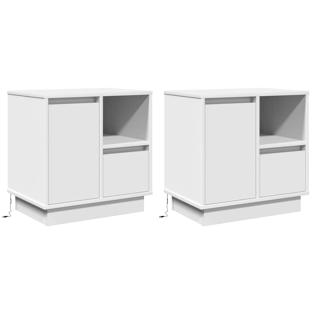 Nachttisch mit 2 pcs Weiß 50 x 34,5 x 50 cm Holzwerkstoff