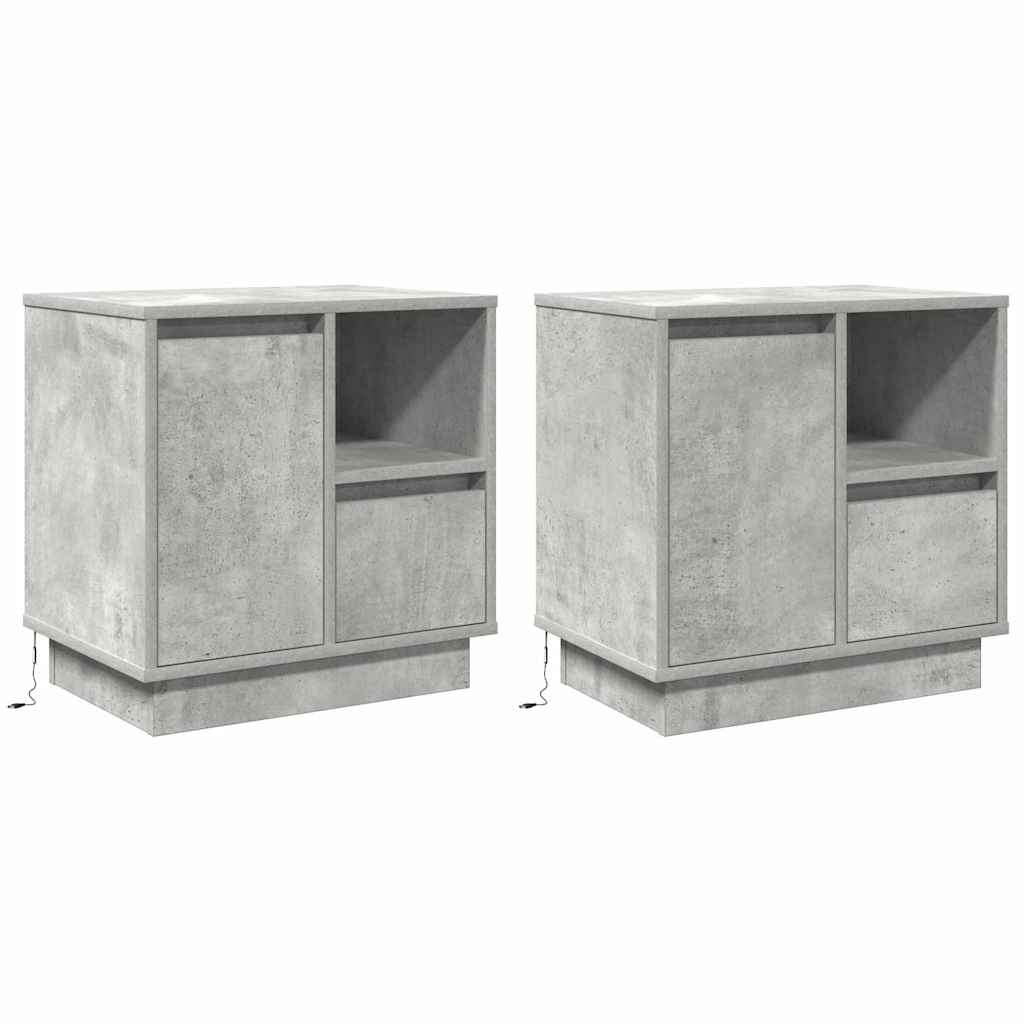 Nachttisch mit 2 pcs Betongrau 50 x 34,5 x 50 cm Holzwerkstoff