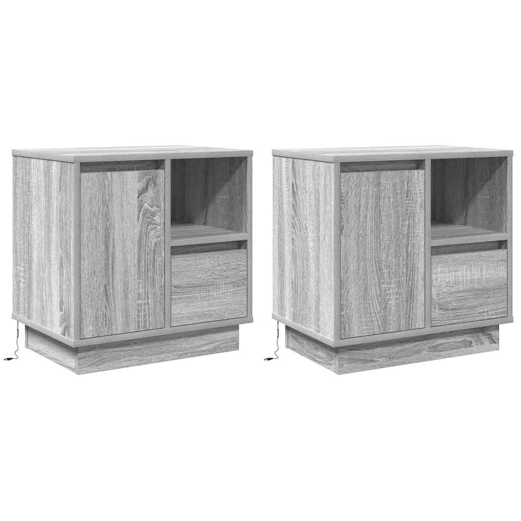 Nachttisch mit 2 pcs Grau 50 x 34,5 x 50 cm Holzwerkstoff