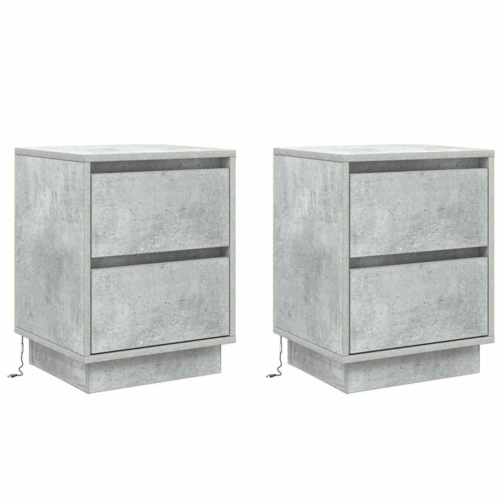 Nachttisch mit 2 pcs Betongrau 39 x 34,5 x 50 cm Holzwerkstoff