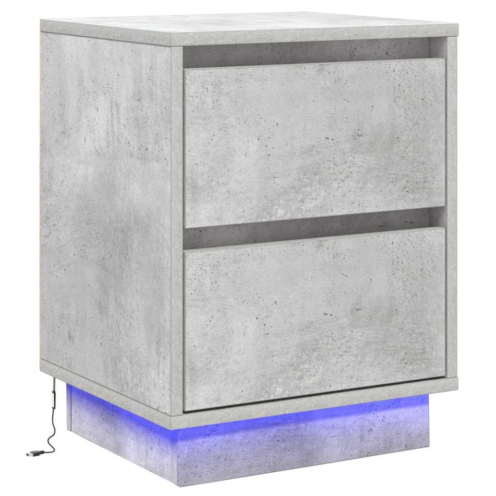 Nachttisch mit 2 pcs Betongrau 39 x 34,5 x 50 cm Holzwerkstoff