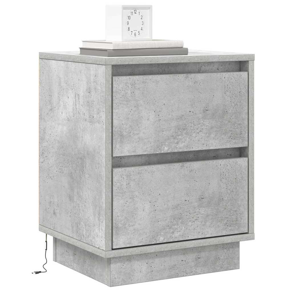 Nachttisch mit 2 pcs Betongrau 39 x 34,5 x 50 cm Holzwerkstoff