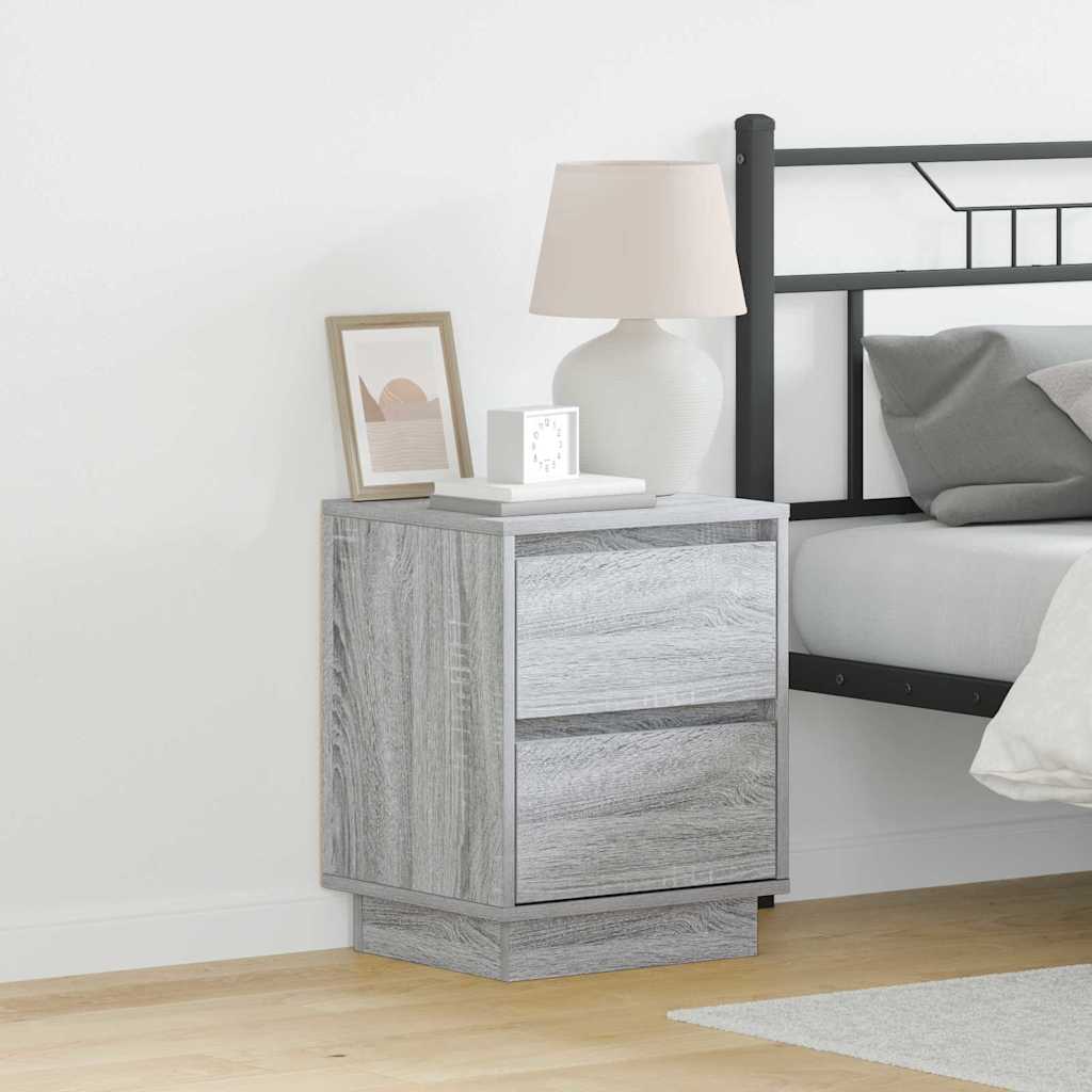 Nachttisch mit 2 pcs Grau 39 x 34,5 x 50 cm Holzwerkstoff