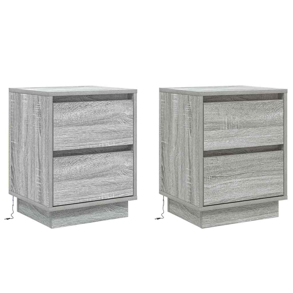 Nachttisch mit 2 pcs Grau 39 x 34,5 x 50 cm Holzwerkstoff