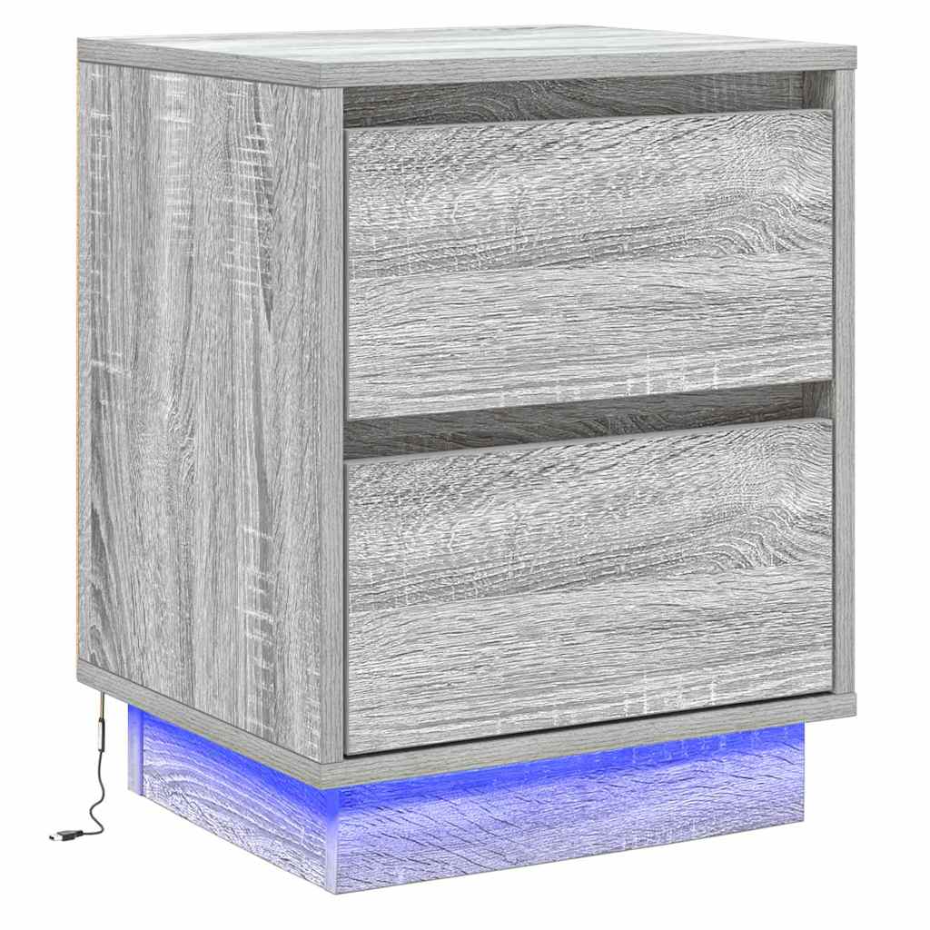 Nachttisch mit 2 pcs Grau 39 x 34,5 x 50 cm Holzwerkstoff