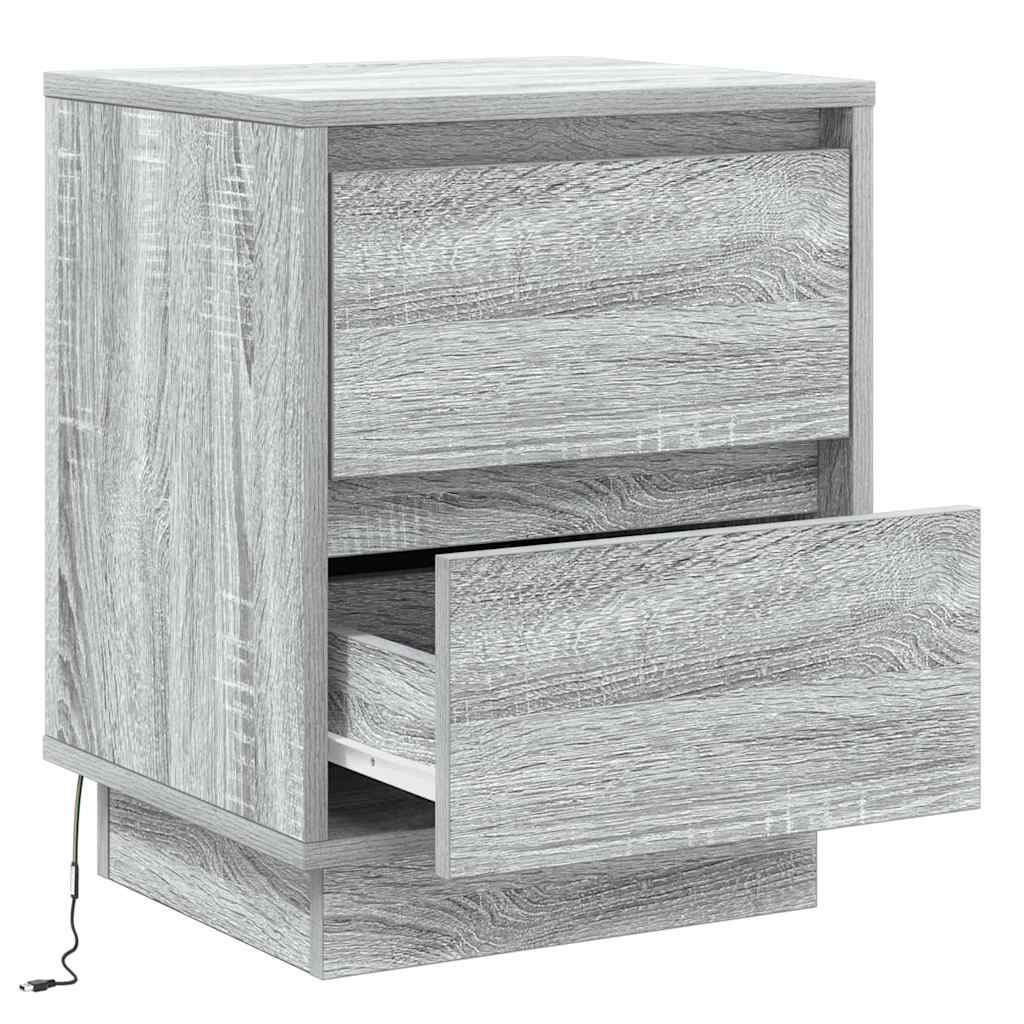 Nachttisch mit 2 pcs Grau 39 x 34,5 x 50 cm Holzwerkstoff