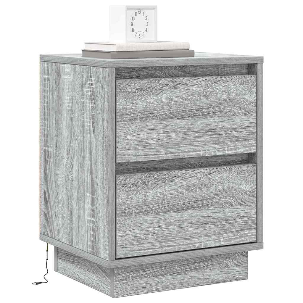 Nachttisch mit 2 pcs Grau 39 x 34,5 x 50 cm Holzwerkstoff