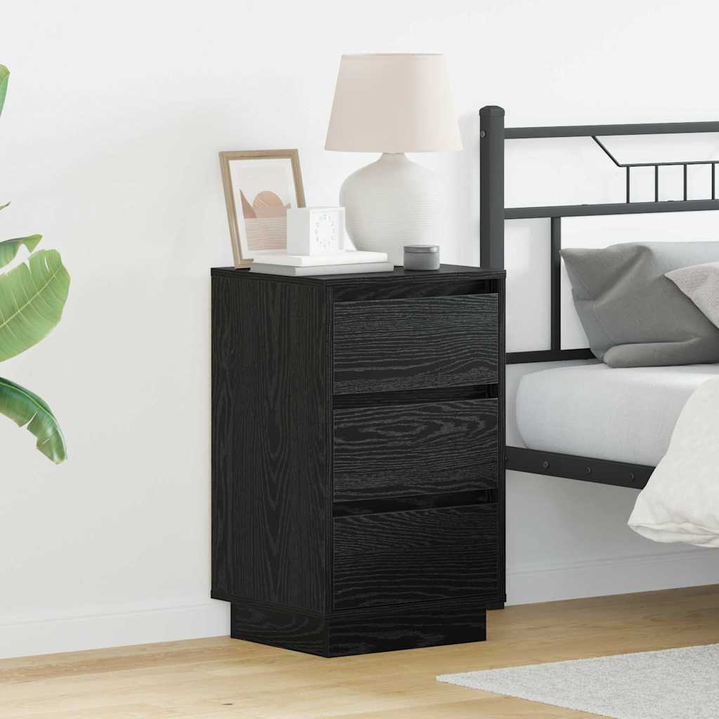 Nachttisch mit Schwarz 39 x 34,5 x 65 cm Holzwerkstoff